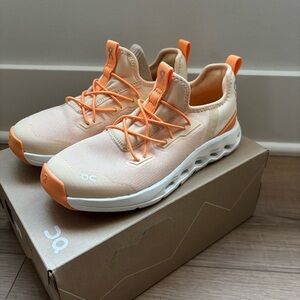 ON Cloud Cloudleap Pull On Kids Athletic Tennis Shoes Size 1 Tangerine/Blonde